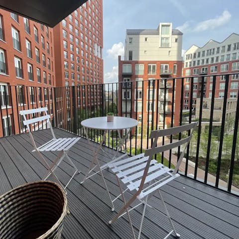 Enjoy a glass of wine on the private balcony