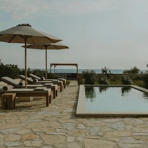 Relax by the private pool or head over to the beach