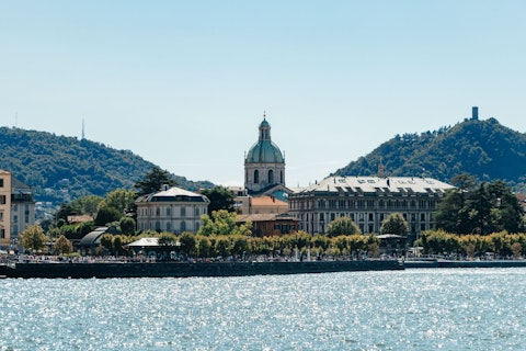 Admire Como Cathedral's stunning Gothic-Renaissance façade, a short drive away
