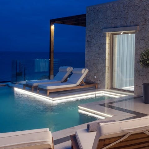 Splash under the stars in the private swimming pool