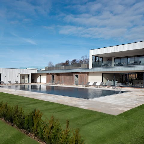 Enjoy a splash in the shared heated outdoor pool