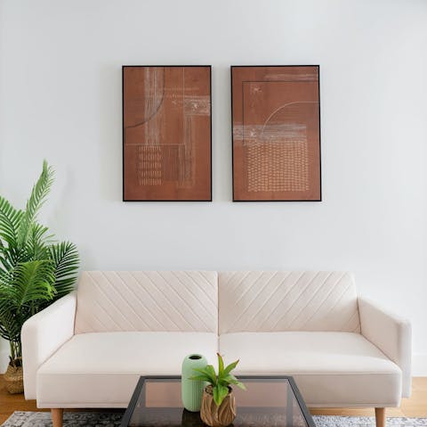 Relax on the sofa as you plan your next day's itinerary