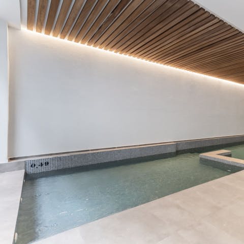Swim in the communal pool to kick start your day