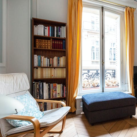Grab a good book and relax in the library