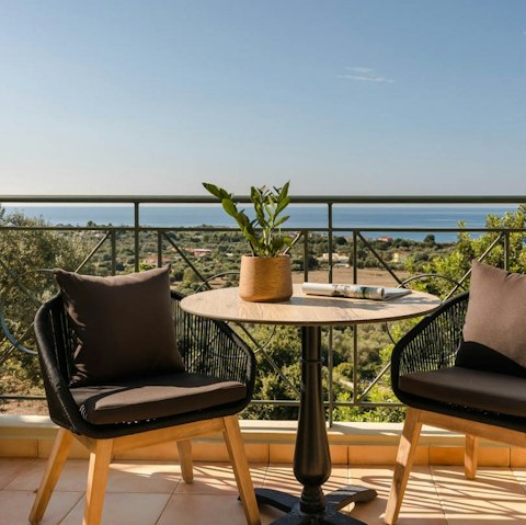 Start the day with coffee on the sea-facing balcony