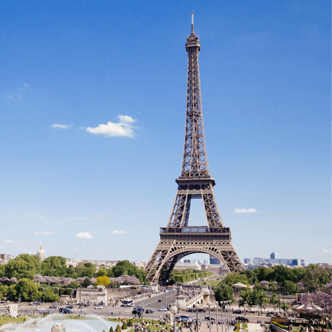 Visit the iconic Eiffel Tower – an eighteen-minute walk away