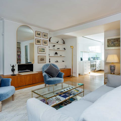Kick up your feet and relax in the stylish and comfy living room