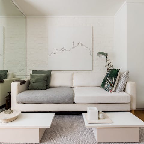 Kick back in the stylish living area or second bedroom