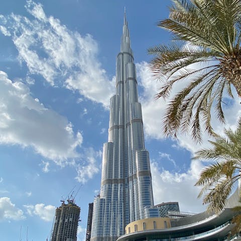 Gaze up at the towering Burj Khalifa, a short walk away