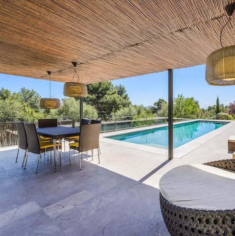 Head for the shade on the patio when the temperature rises