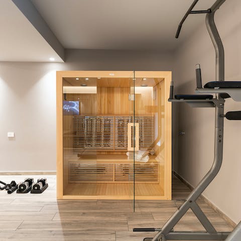 Start the day with a workout in the gym before finishing off with a session in the sauna