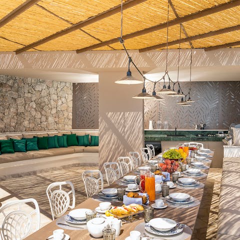 Cook up some Mediterranean fare on the barbecue and dine on the covered terrace