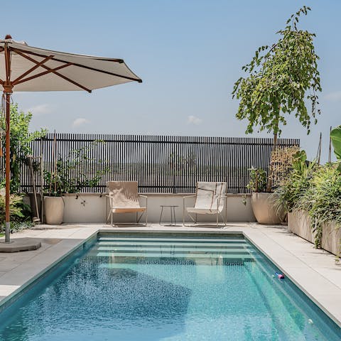 Take a refreshing dip in the private swimming pool