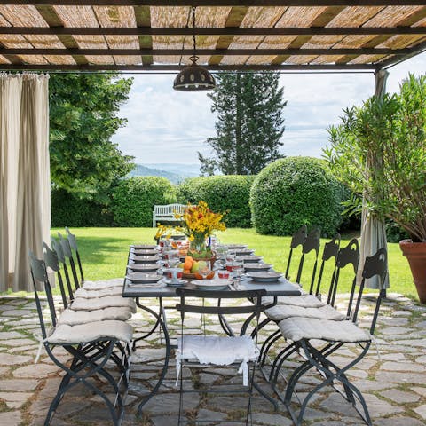 Savour fresh pasta and wine on the patio