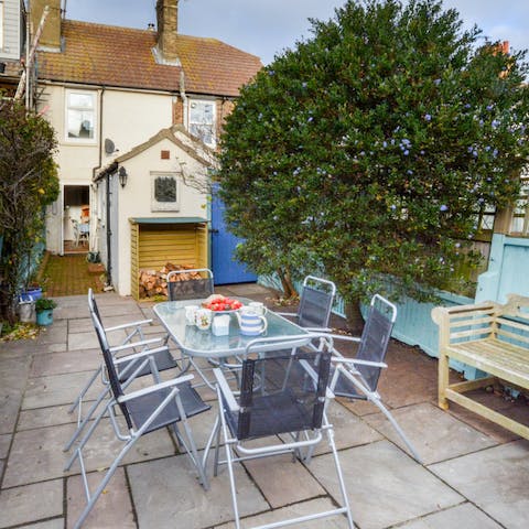 Enjoy tea outside with the sound of the gulls