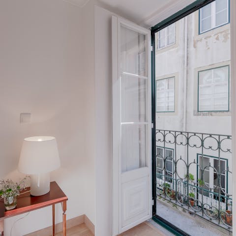 Admire period features like shutters and Juliet balconies