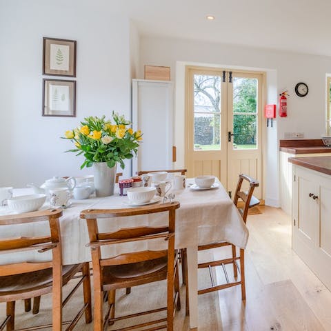 Lay the table for a lazy breakfast in the light-filled kitchen