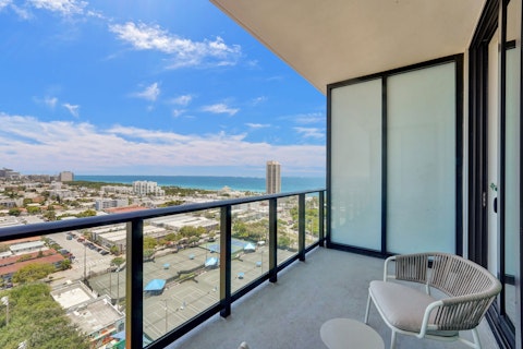 Gaze out over Miami Beach to the Atlantic from the comfort of the balcony