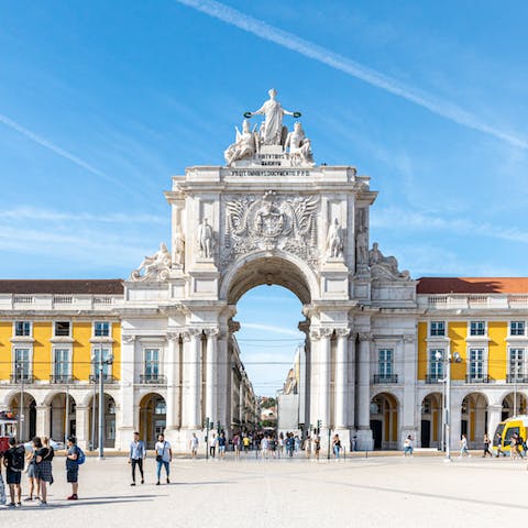 Soak up the vibrant atmosphere of Praça do Comércio, a one-minute walk away