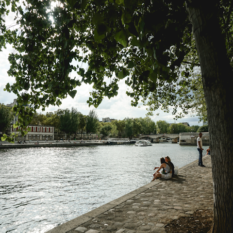 Relax along the banks of the Seine, a short walk away