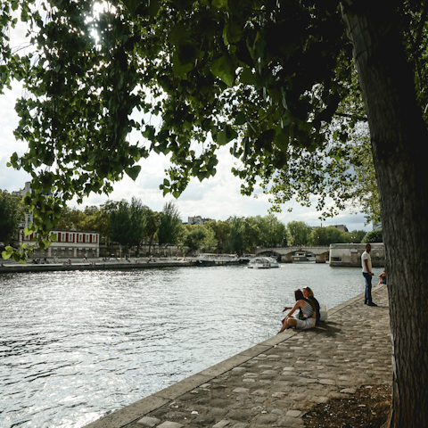 Relax along the banks of the Seine, a short walk away