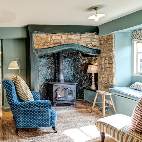 Make this the spot for morning papers and coffees