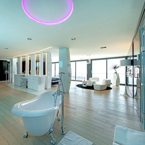 Soak in the roll-top bath in the main bedroom