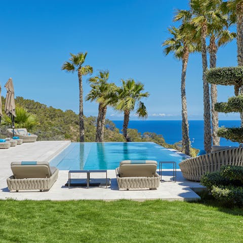 Swim in the private pool with the sea as your backdrop