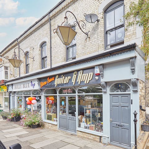 Stay behind a parade of shops, close to the town's restaurants and supermarket
