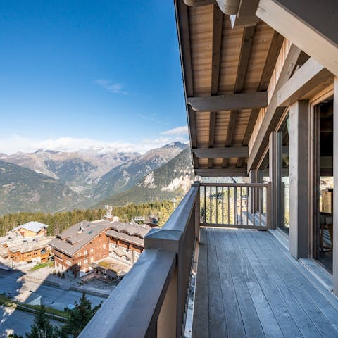 Enjoy a glass of wine on the balcony as you admire the scenic views