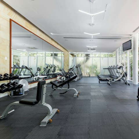 Keep up with your exercise routine in the on-site shared gym