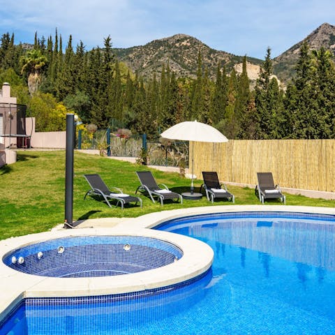 Unwind in the hot tub or splash about in the swimming pool