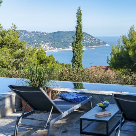 Appreciate these far-reaching views over the Ligurian Sea, while you sip wine at sunset