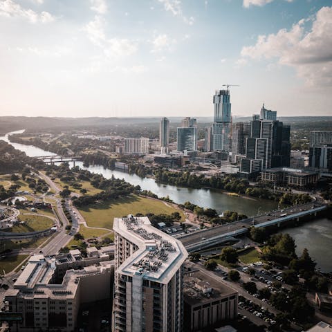 Walk twenty minutes to buzzing downtown Austin for museums, restaurants and nightlife