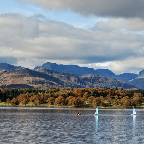 Explore Lake Windermere by boat – the pier is a fifteen-minute walk away
