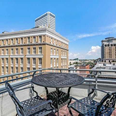 Head up to the roof for spectacular views over bustling Canal Street