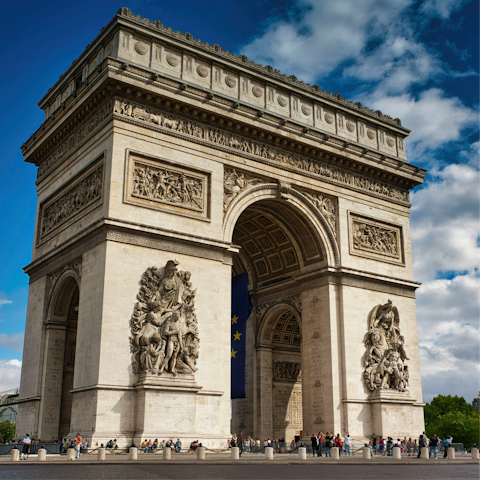 Begin your adventures at the Arc de Triomphe — just a short stroll away and the perfect gateway to explore Paris