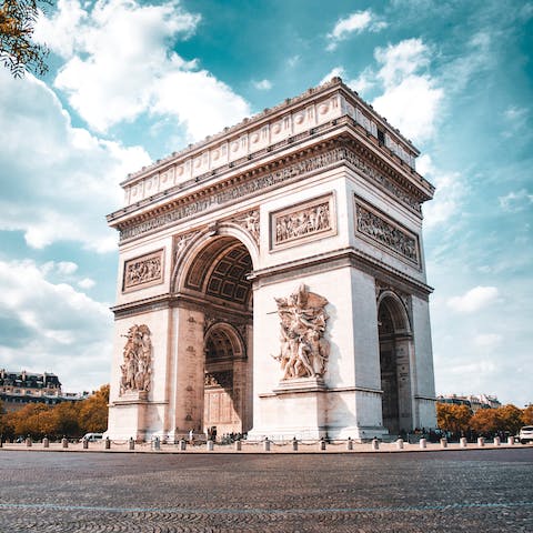 Visit the Arc de Triomphe, a ten-minute walk away