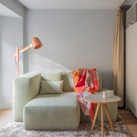 Curl up on the plush sofa with a great book