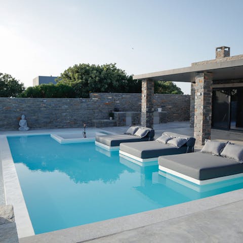 Spend lazy afternoons on the sun beds until you're ready for a dip in the pool