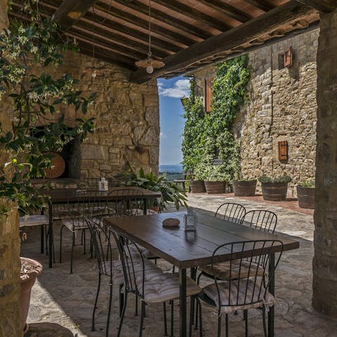 Tuck into a Caprese salad on the covered terrace
