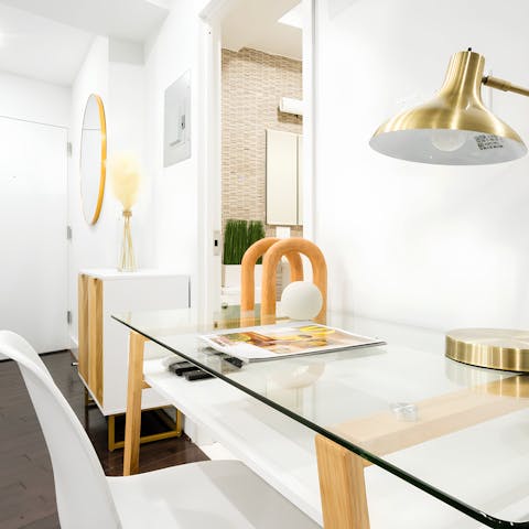 Settle down for a spot of remote work at the living room desk