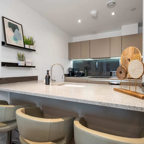Enjoy a morning coffee at the kitchen counter
