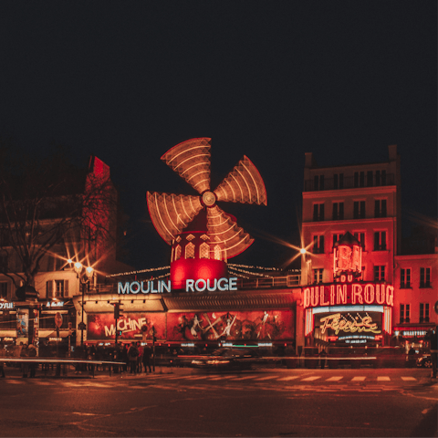 Enjoy a night on the town at Moulin Rouge, five minutes away