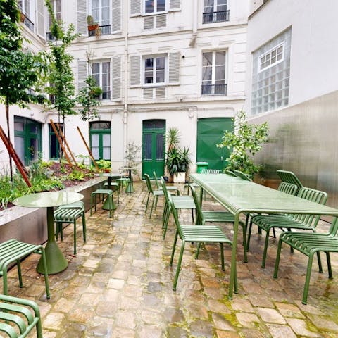 Bask in the fresh air in the communal courtyard