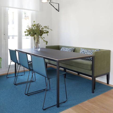 Plan the next day's activities at the sleek dining table