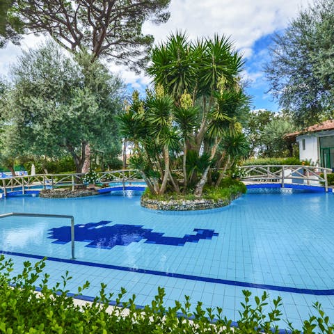 Go for a dip in the communal swimming pool