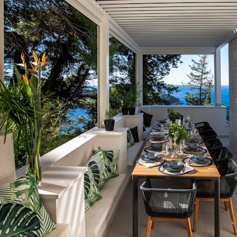 Dine alfresco in the shade of the terrace