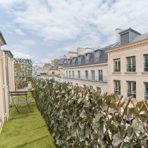 Enjoy your morning coffee and croissants on the balcony