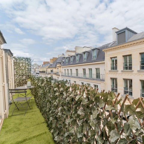 Enjoy your morning coffee and croissants on the balcony